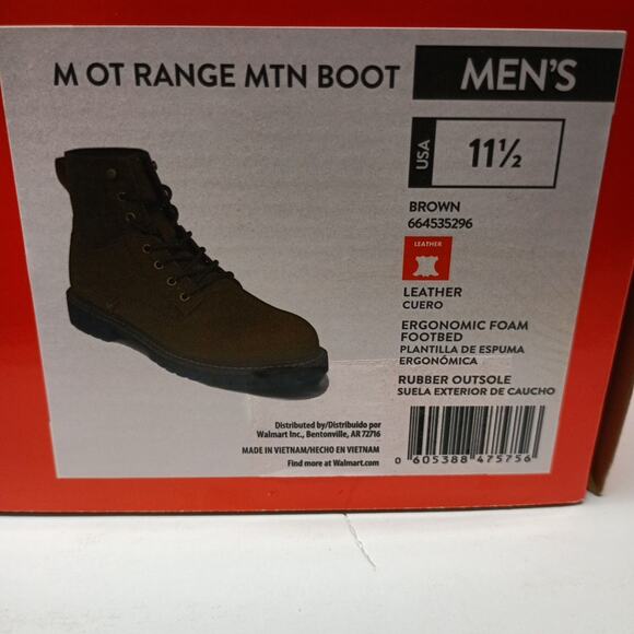 Ozark Trail Men\'s Range Clean Toe Mountain Hiking Boots Size 11.5 Brown main image 7